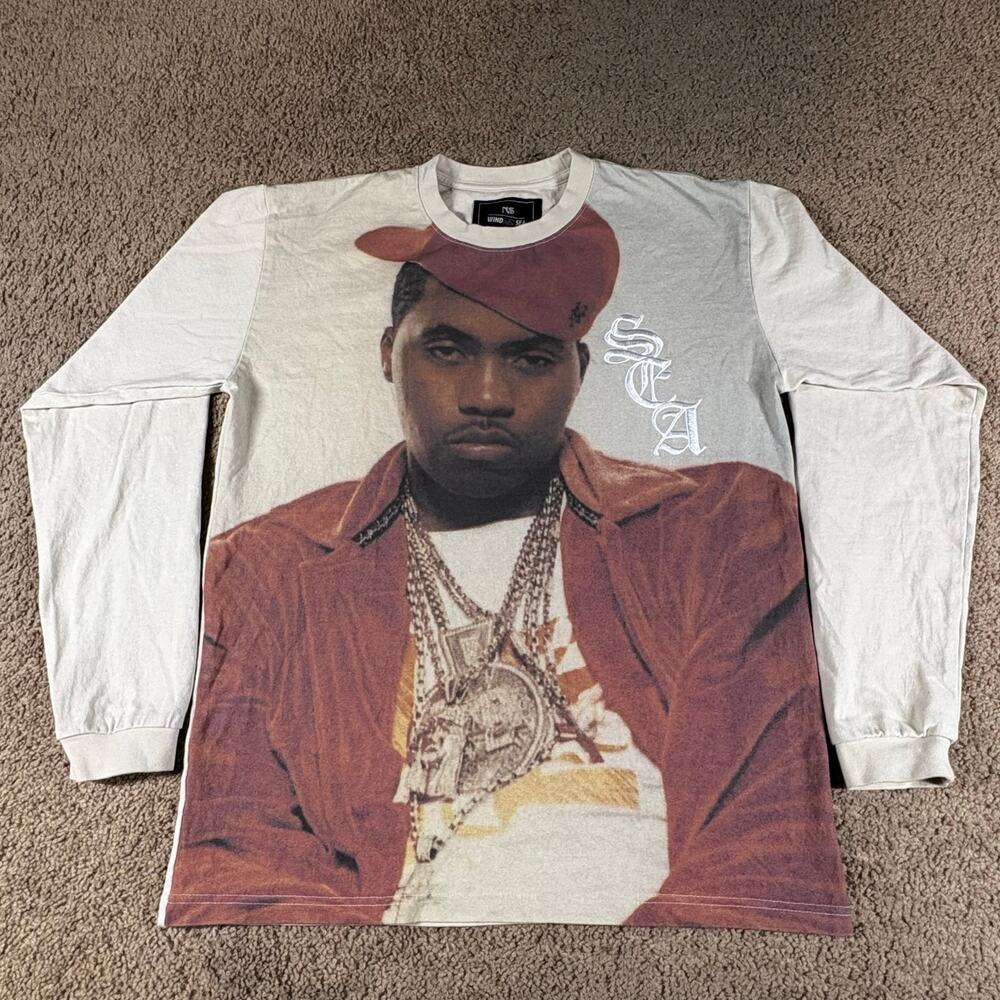 Wind And Sea Nas Rap Tee Long Sleeve Shirt Men’s‎ Large Hip Hop Graphic